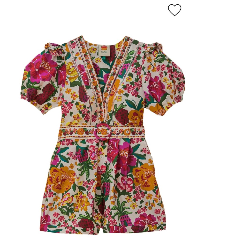 NWT Farm Rio off white v neck flowerful sketch romper, XL - Picture 5 of 8